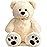 HollyHOME Teddy Bear Stuffed Animal Plush Giant Teddy Bears with Footprints Big Bear 36 inch Beige