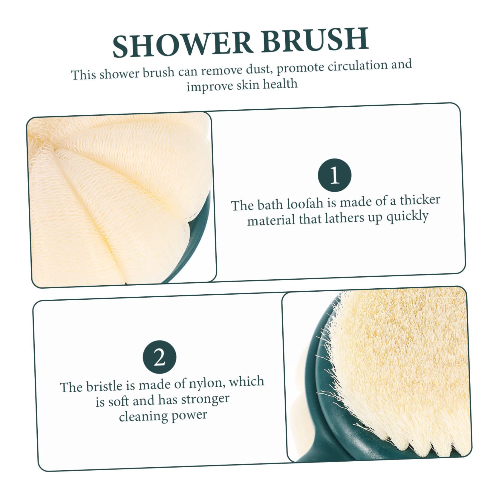 LALAFINA 2 Pz Spazzola da Bagno a Manico Lungo Spazzola Corpo con Setole e Luffa Fare La Luffa su Un Rete da Bagno Scrubber Spazzole da Bagno Maglia PE Fiore da Bagno