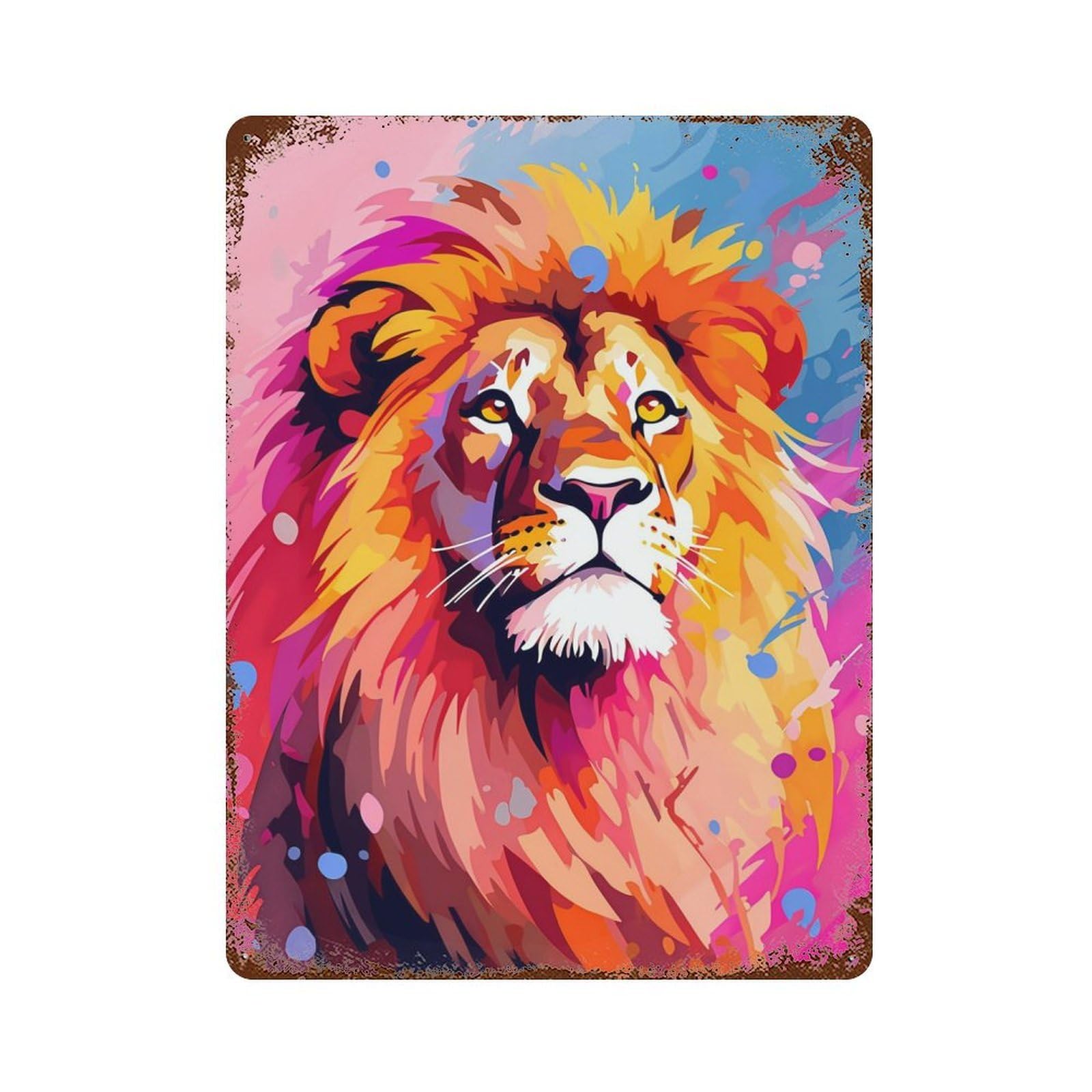 Serenity Peace Lion Popart Distressed Metal Wall Sign 15.7"x11.8", Rustic Home Decor for Farmhouse, Kitchen And Entryway Decor