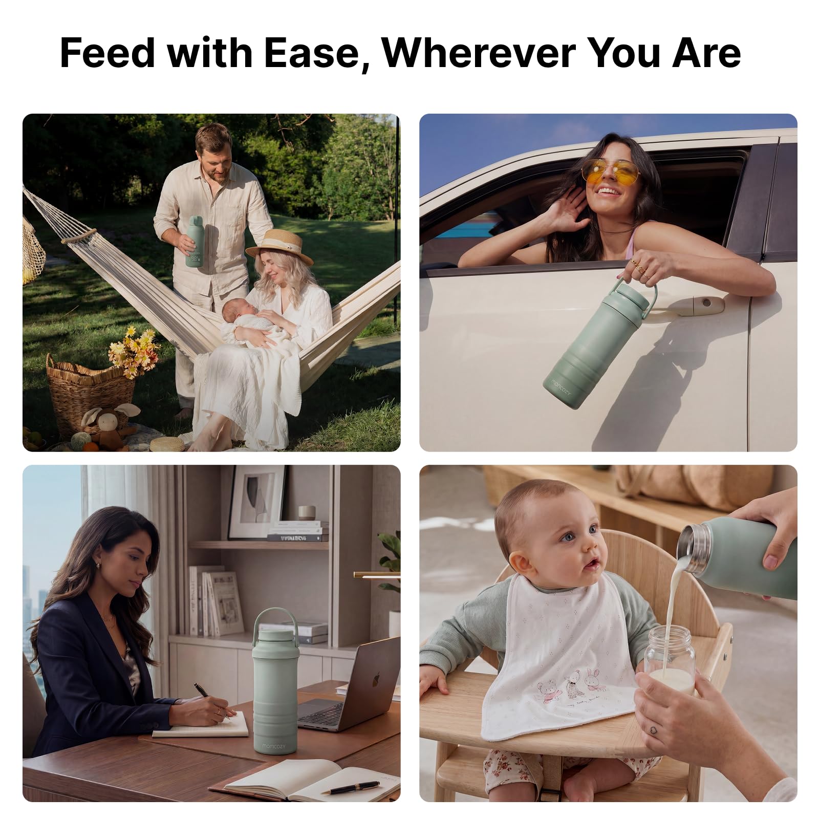 Momcozy Flaschenwärmer Baby & Muttermilchkühler Set, ideal für unterwegs | MW05 500ml Tragbarer Babyflaschenwärmer, TÜV-CE, großer Akku, CM01 650ml Muttermilchkühler, 360° 24H Kühlung, für unterwegs