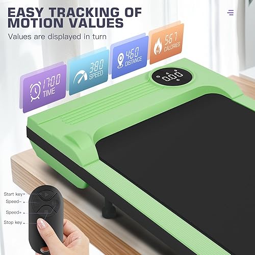 Miniatura 2 de Cinta de Caminar Portátil con Capacidad de 300 Libras, Cintas de Correr Portátiles para Casa y Oficina, Cinta de Correr Bajo el Escritorio con Verde