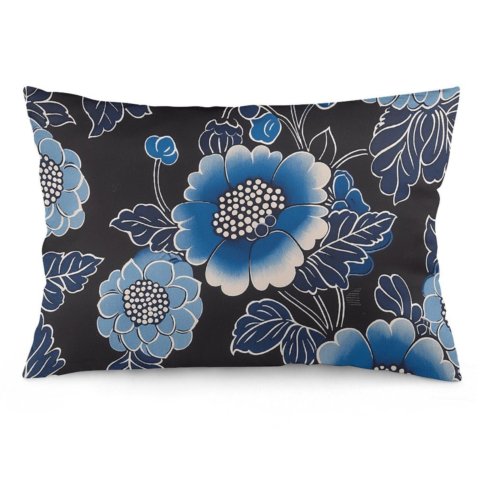 2 Pack Pillow Cases for Hair and Skin, Soft Breathable Pillow Case Covers with Hidden Zipper, Floral Element Images Pillowcase 12 "x20 Pillow Covers for Sleeping Gift