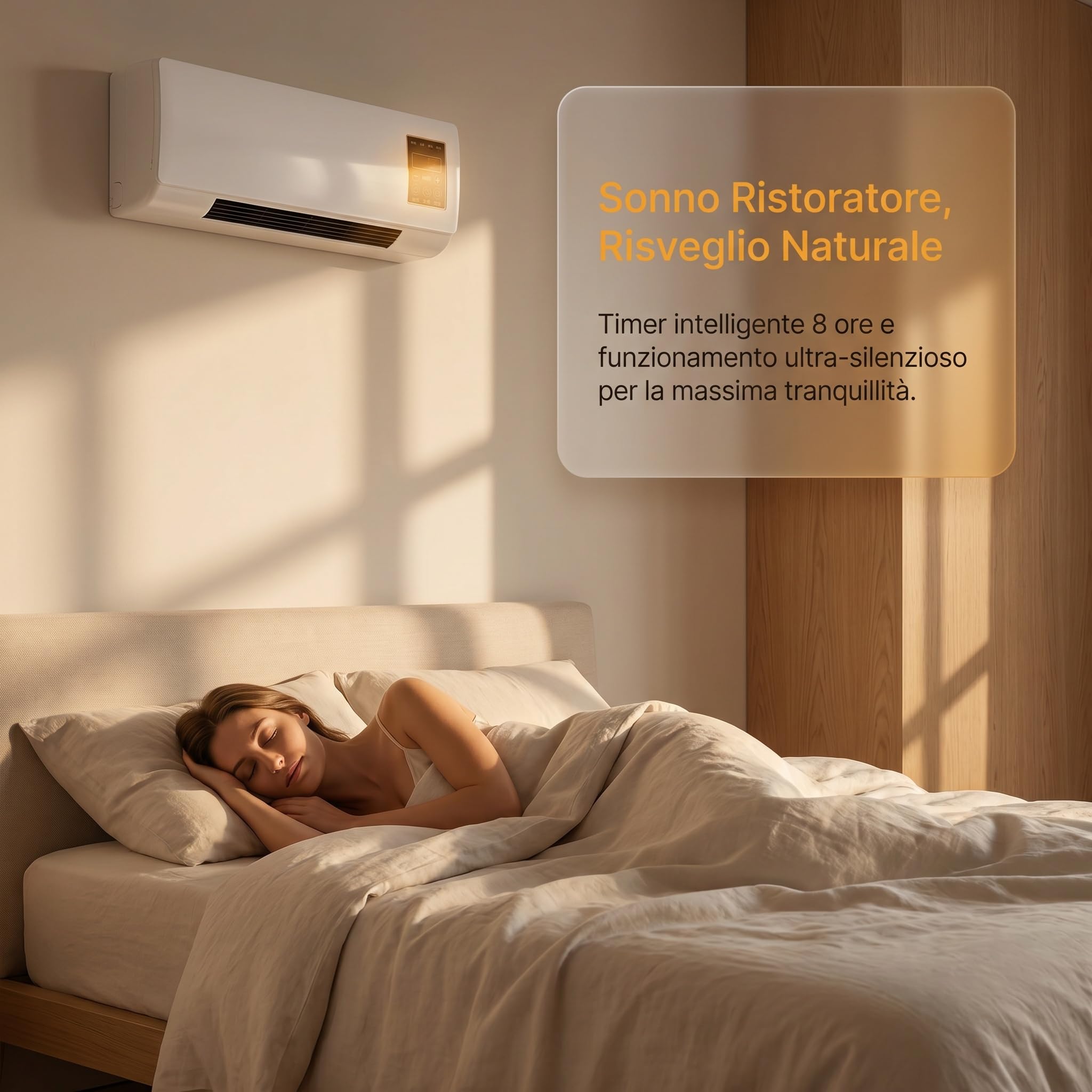 Mini Condizionatore a Parete, Condizionatore Portatile con Timer Intelligente da 8 Ore, Dispositivo di Riscaldamento Efficiente, con Funzione di Vento Naturale, 220 V, per Casa Appartamento Ufficio