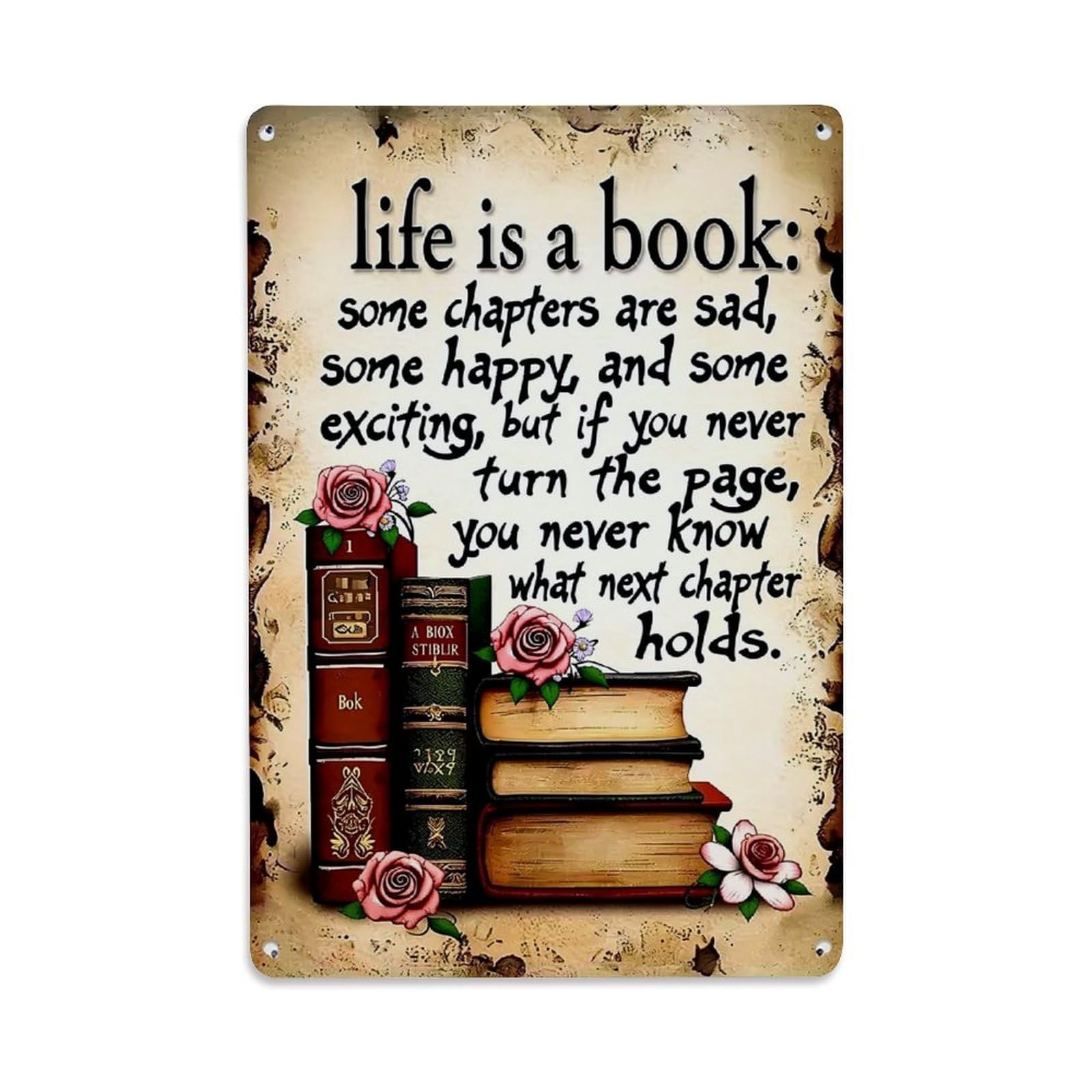 Nestemfo Vintage Life Is A Book Quote Tin Sign Metal Sign, Living Room,Bar, Home, Bedroom Wall Decor,Retro Metal Poster 8X12 Inches