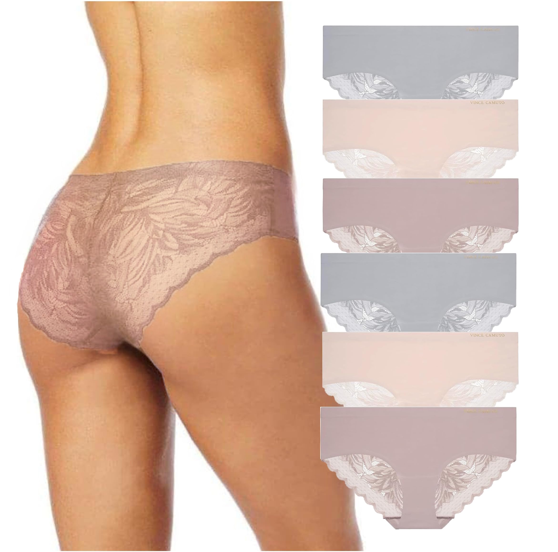Vince CamutoWomen’s Hipster Underwear, Soft Seamless Lace, Breathable Ladies Panties, 3/6 Pack, Ropa Interior de Mujer