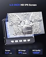 Vista 2 de Microscopio digital, microscopio de monedas con brillo ajustable de luz, pantalla LCD HD de 4.3 pulgadas, zoom 1000X, vista de PC, compatible