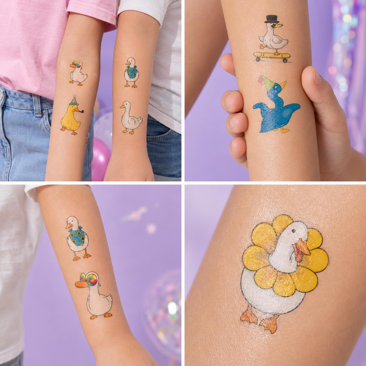 Amazon.com : Duck Temporary Tattoos for Kids - 96 Pre-Cut PCS 