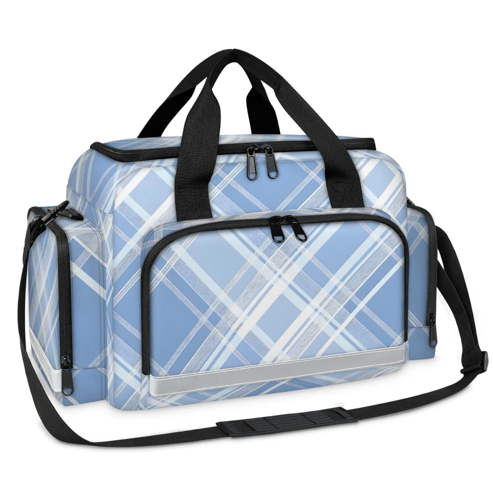 GzLeyigou First Aid Bags Empty, Casual Plaid Emergency Bag First Aid Kit Multiple Compartment Kit Carrier On Call Trauma Bag For Paramedics Emergency Medical Supplies Kit