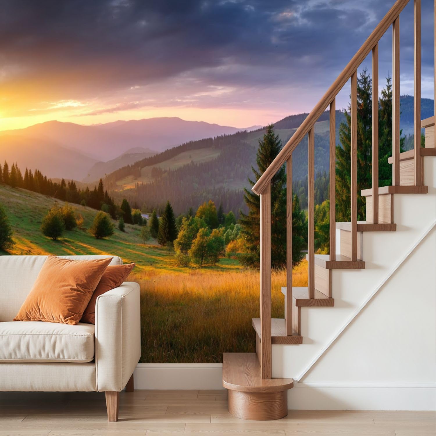 Wall Mural Peel and Stick Mountain Landscape Wallpaper Self Adhesive Removable Large Wall Stickers Home Decor for Living Room Bedroom 100"x144"