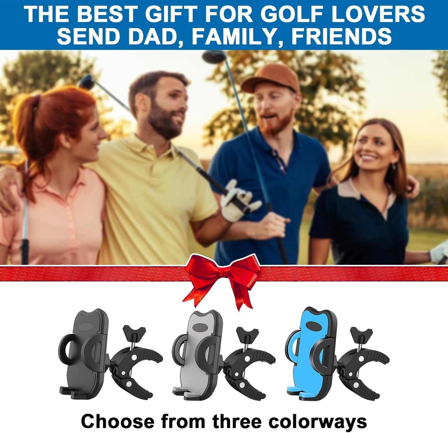 ONHAWKS-Golf Cart Cell Phone Holder Record Swing and Putting Accessories| Selfie Putter Training Aid Works with Any Golf Bag, Club and Alignment Sticks
