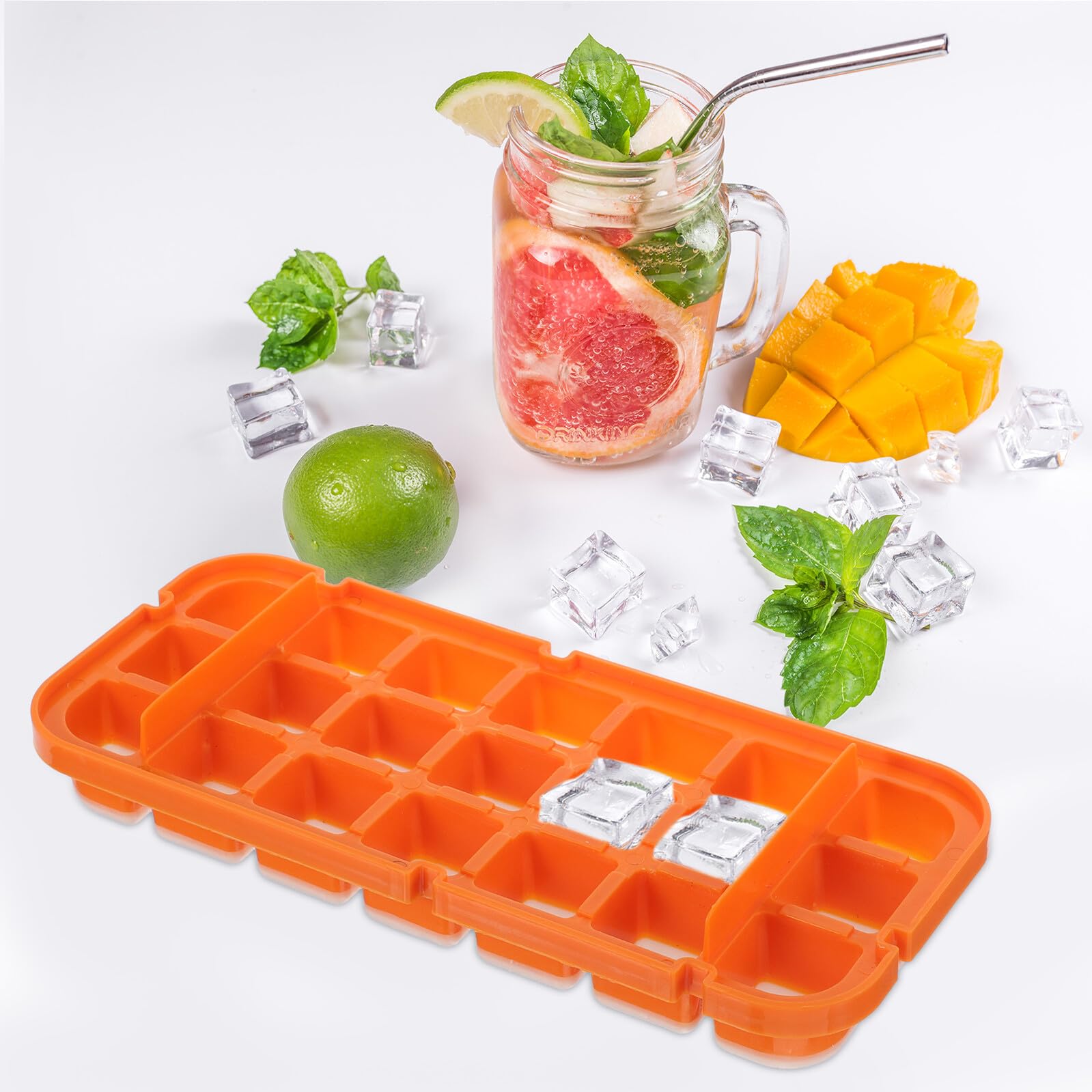 Toyvian Silikonform mit Deckel für Eiswürfel Leicht zu Lösende Eiswürfelform Praktischer Eisbehälter für Gefrierschrank