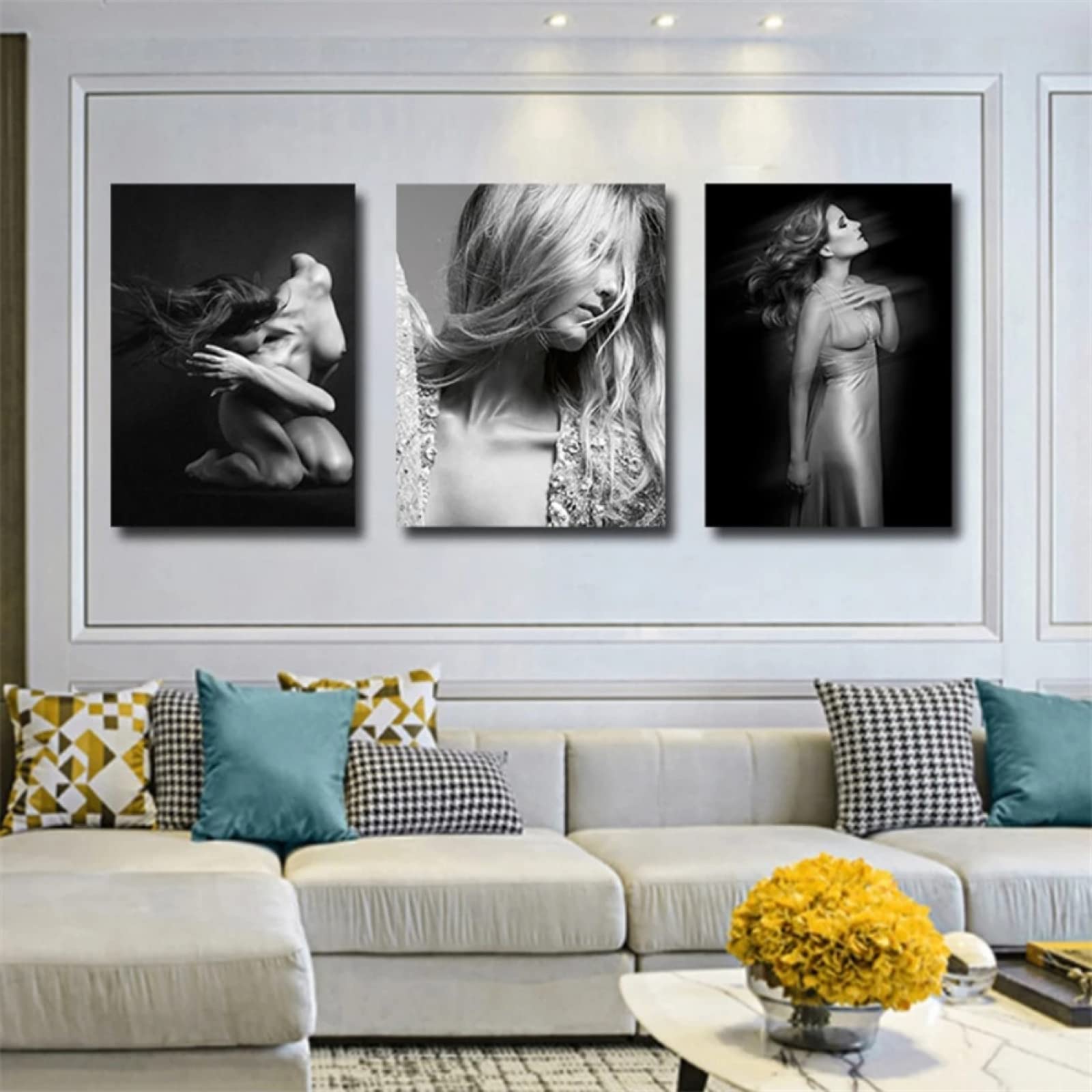 5D Diamond Painting Kits Completo, 3 Pezzi Corpo in Bianco E Nero Astratto 50x70cm Fai da Te Pittura Diamante, DIY Strass Ricamo Pittura a Punto Croce Arte Mestiere per Decorazione Parete di Casa