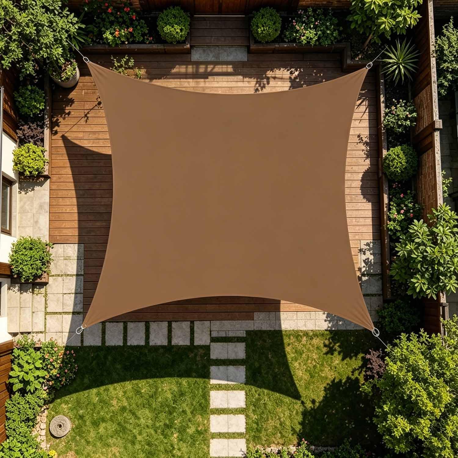 Toile d'ombrage protection solaire 5x5m pour éviter la chaleur sur la terrasse