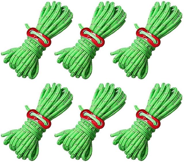 nuosen Guy Ropes, 6 Pack 4mm Tent Guy Line 13 Feet Reflective Cord Guy Line Tent Guide Rope for Awning Camping Guy Ropes, 6 Pack 4mm Tent Guy Line 13 Feet Reflective Cord Guy Line Tent Guide R