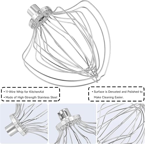 Miniatura 8 de Batidor de borde flexible compatible con Kitchen-Aid 45-5 cuartos de galón con cabezal inclinable para cocina horneado pastelería remo de repuesto