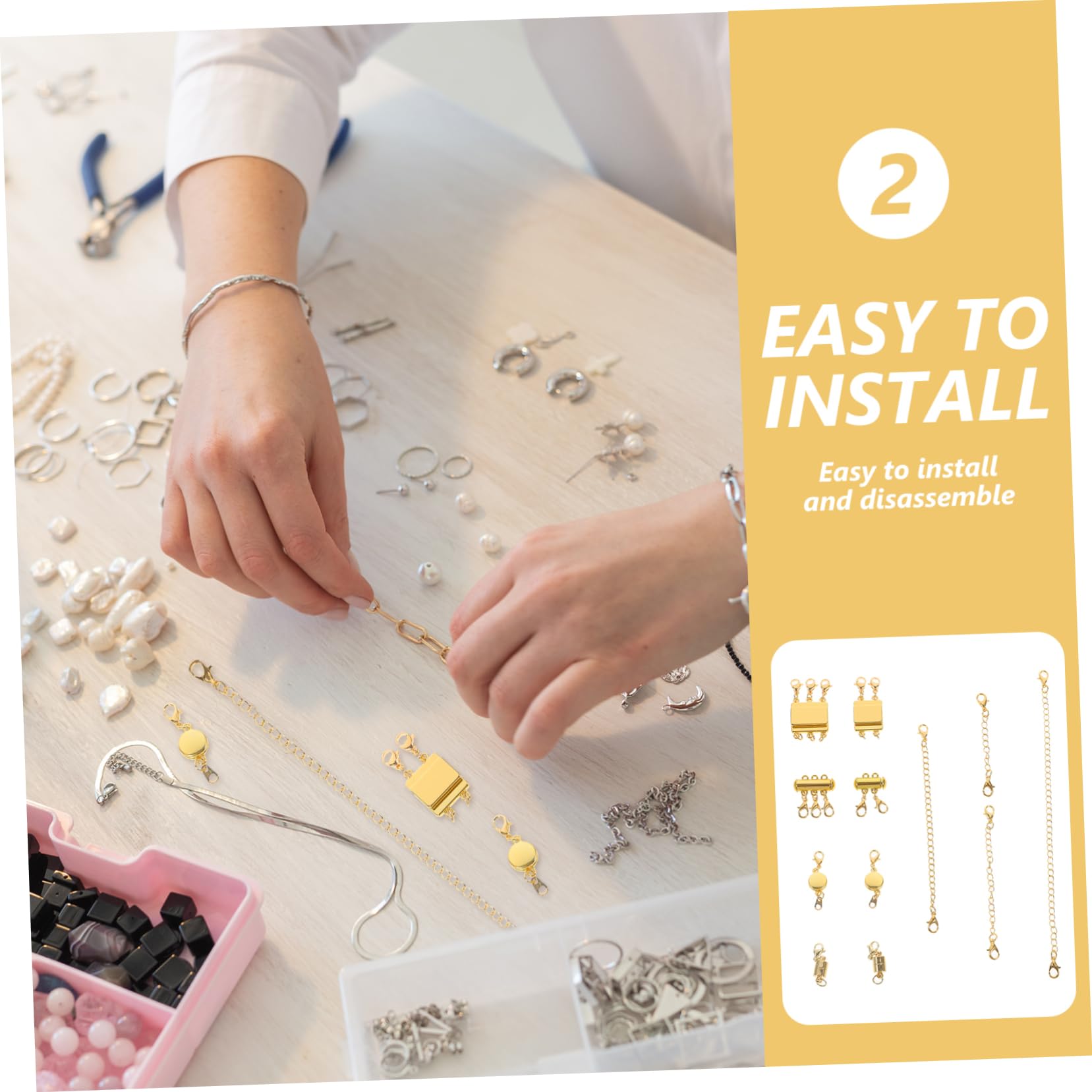 Operitacx 4 Sätze Kettenverlängerungs Set mit Karabiner Verschlüssen Reihige und Reihige Connectoren Langlebigem Legierungsmaterial für Diy Schmuckherstellung und Armbänder