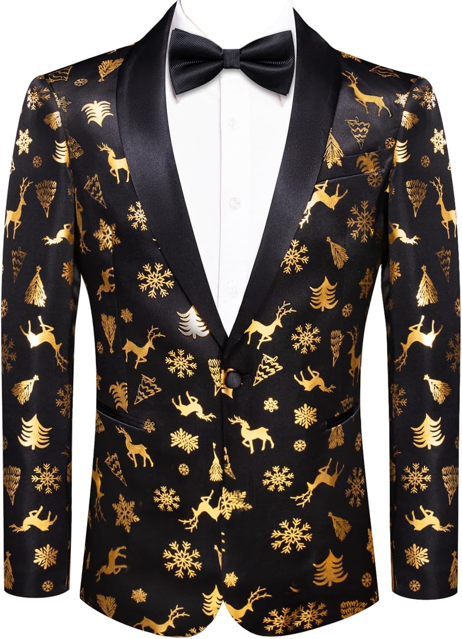 Hi-Tie Stylish Men Suit Jacket Blazer Shawl Lapel One Button Slim Fit Long Sleeve Jacket Tuxedo Party Dinner