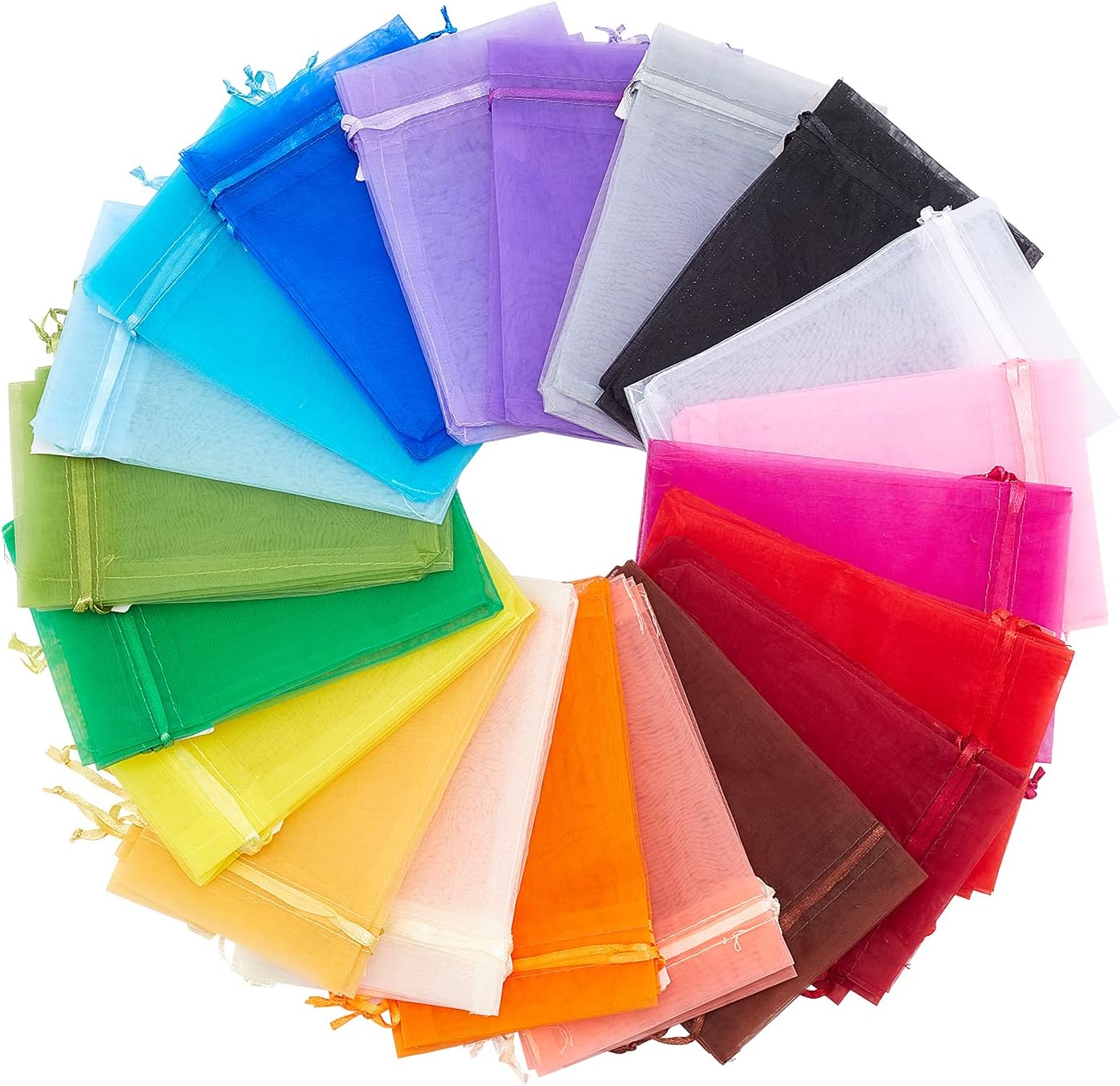 PH PandaHall 200pcs 4x6 Inch Organza Bags 20 Color Wedding Favor Bag Sheer Gift Bags with Drawstring Jewelry Bag Chiffon Candy Pouches for Mother's Day Birthday Wedding Party Festival Favor Gift