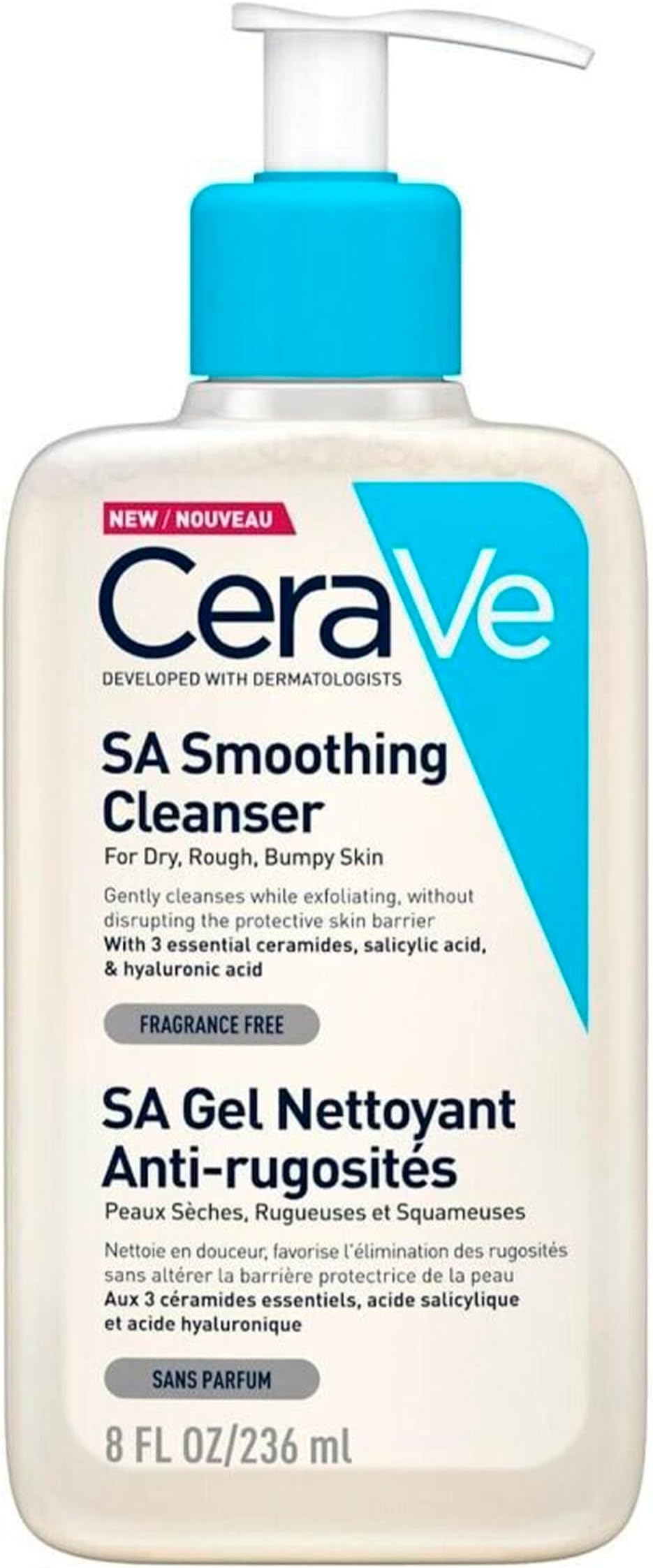 SA Smoothing Cleanser For Dry, Rough, Bumpy and Acne-Prone Skin, contains Salicylic Acid with no harsh microbeads, Dermatologist Recommended Face wash (236ml)