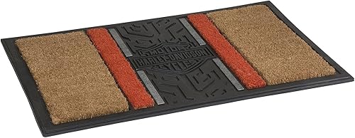 Harley-Davidson Bar & Shield - Alfombrilla antideslizante de goma y fibra de coco, color negro