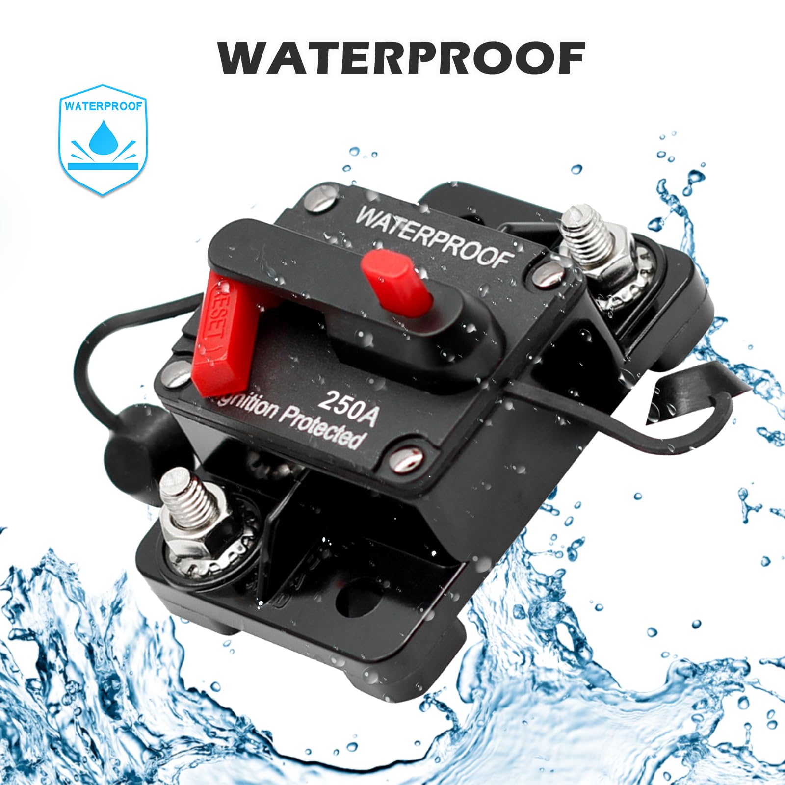 2 pz Interruttore 250A 12V-48V DC per Motori da pesca a traina Barca ATV Alimentazione Manuale con Fusibile in Linea impermeabile Reset Manuale Interruttore per auto, barca (250A)