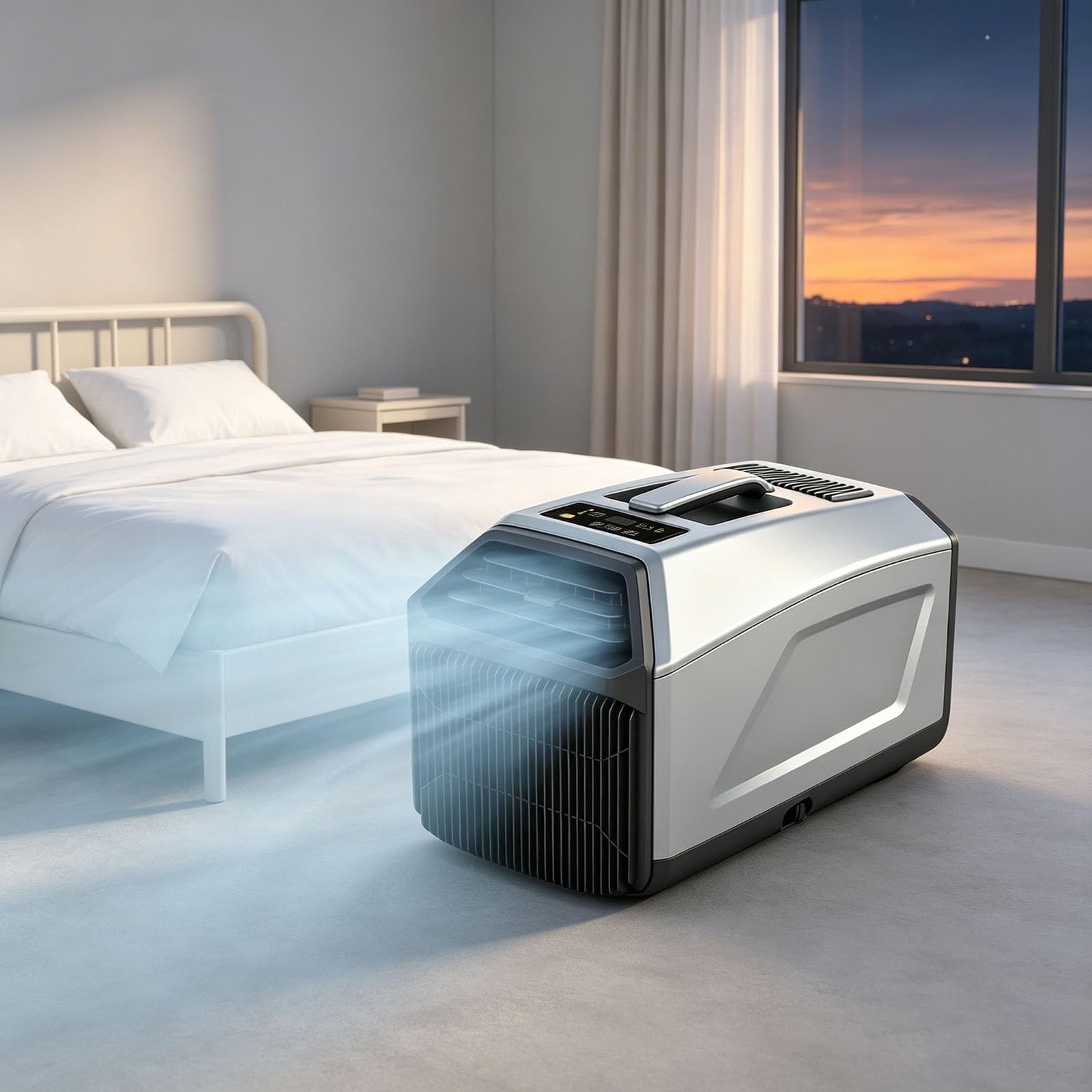 Rsqql Grey 4500/5100Btu Camping Air Conditioner,330W/400W,Smart Self-Evaporating,Remote Control And Touch Controls,For Camping, Cars