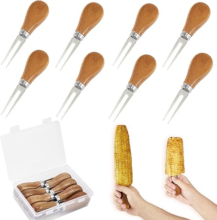 8Pcs /4 Pairs Corn Cob Holders, Corn Holders Big Wooden