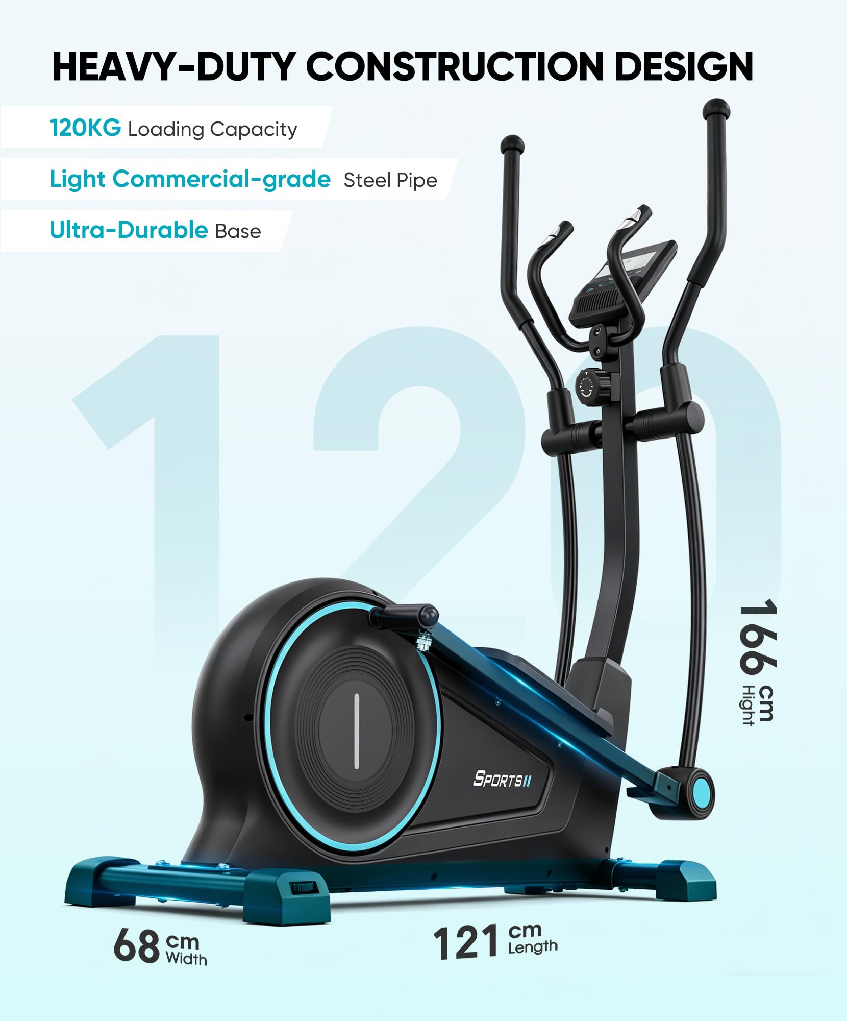 THERUN Vélo Elliptique Silencieux pour Maison, 16 Niveaux de Résistance Magnétique, Supporte Jusqu’à 120 kg, Écran LCD, Entraînement Cardio Corps Complet