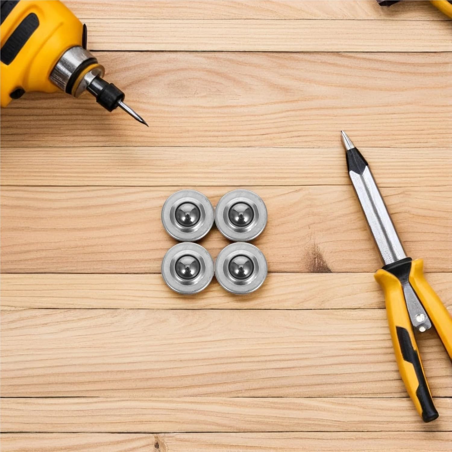 Roller Transfer Bearing 32Pcs Carbon Steel Ball Bearings Roller Swivel Low Profile Casters Rotatable Small Wheel Castor for Furniture Conveyor Transmission