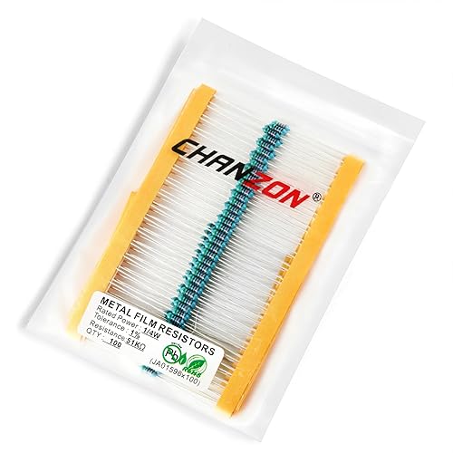Vista 465 de Chanzon 100pcs 1/4W (0.25W) 33K Ω ohmios Resistencia fija de película metálica 0.01 ±1% Tolerancia 33KR MF Resistencias de orificio pasante
