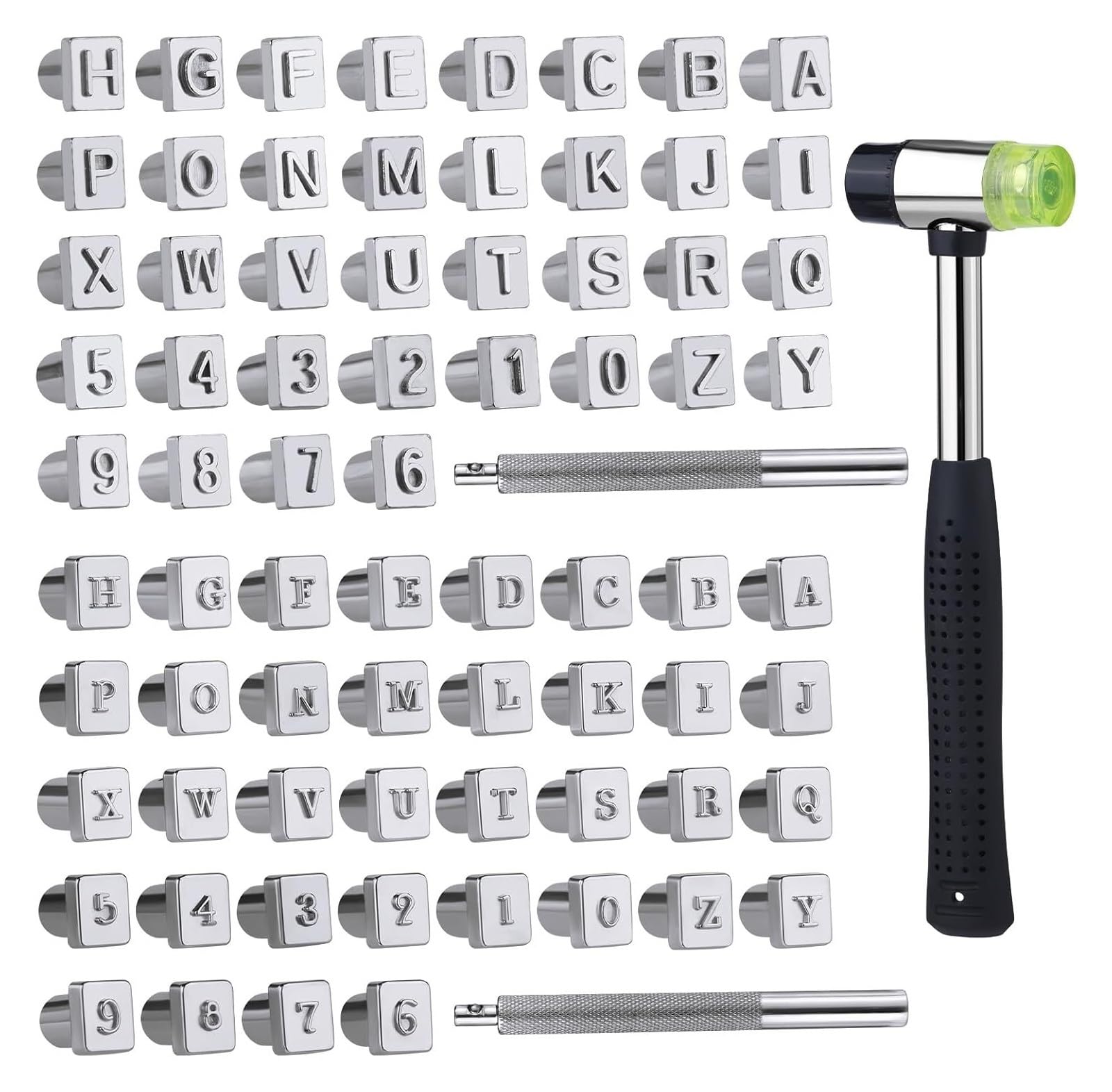 Leather Letter Stamp Set Leather Stamping Carving Tools Letters and Numbers Patterns Mallet Hammer Geometric Leathercraft Supplies(2 Sets)