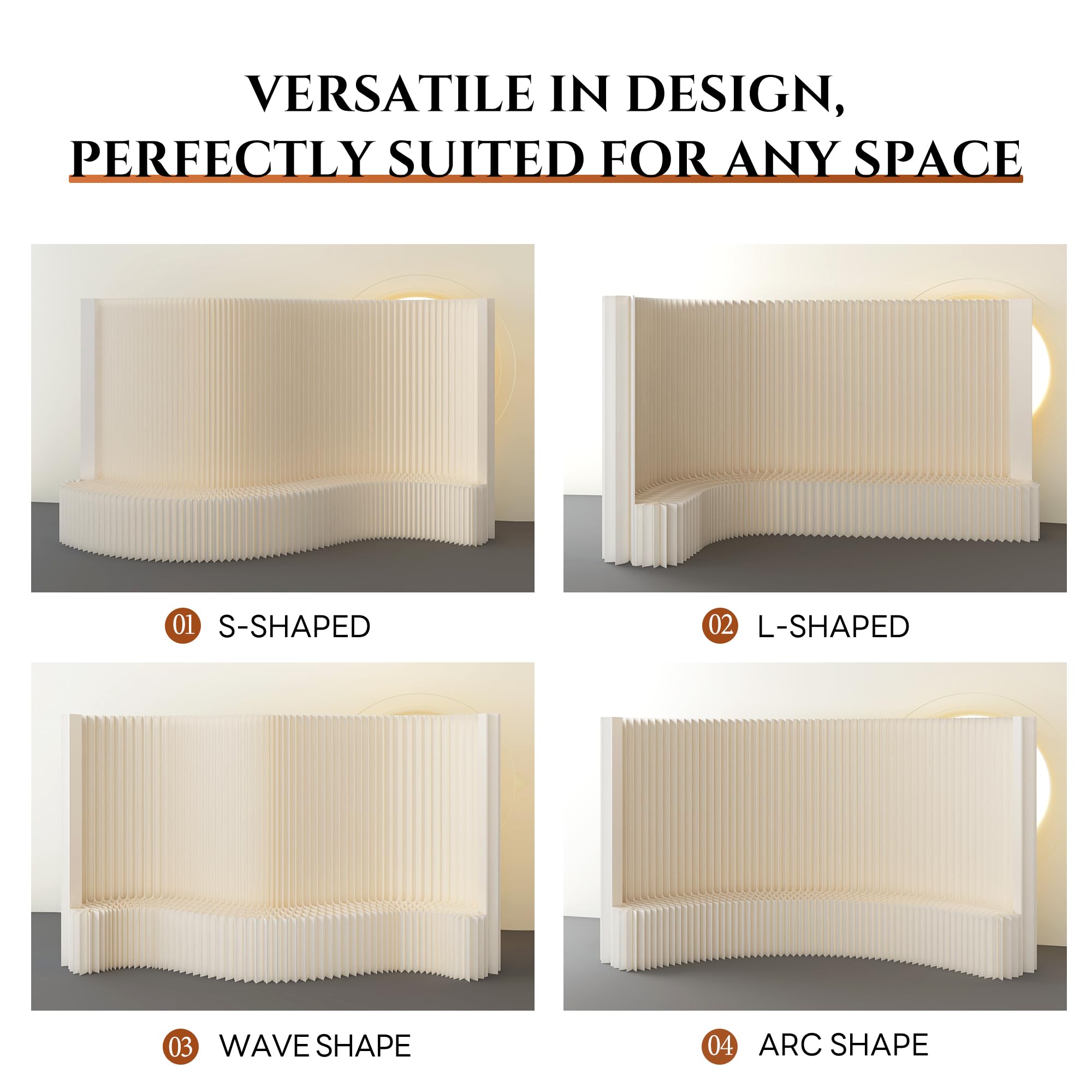 Faltbarer Raumteiler mit Ablageregal Flexibel Sichtschutz Trennwand, Ideal für Büro, Wohnzimmer, Geschäfte Wohnzimmer, Schlafzimmer, Balkon(Weiß) (L300 x B43 x H200 cm)