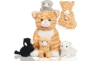 Mommy Cat Stuffed Animal with 4 Kittens