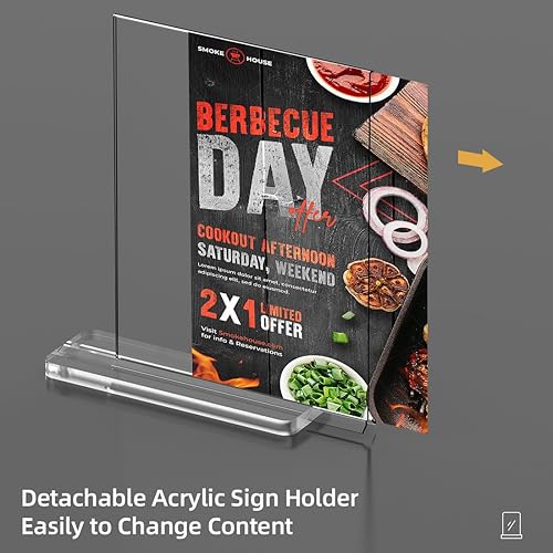 Miniatura 5 de PPH-Sisy Soporte de letrero acrílico de 5 x 7 pulgadas, soporte de exhibición transparente de doble cara, base gruesa y ampliada, en forma de T,