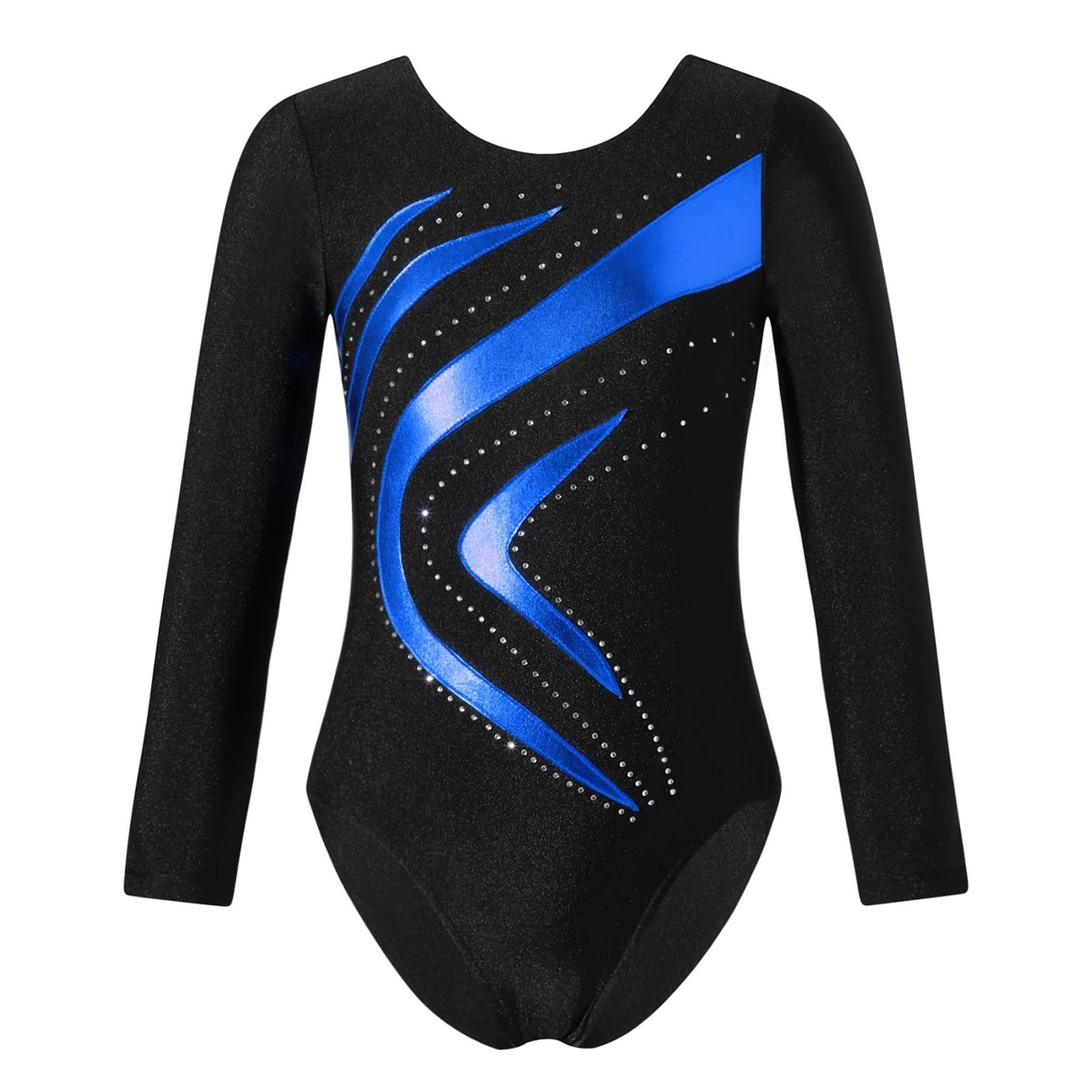 Gymnastikanzug Mädchen Mädchen Ballett Tanz Bodysuit Sport Gymnastik Ganzanzug Langarm Glänzender Strass Bronzing Stoff Slim Fit Tanztrikots(8)
