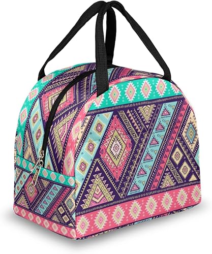 Ethnic Mandala Lunch Bag Insulated Lunch Box for Men Women Lunch Tote Bag Leakproof Meal Prep Bag Cute Lunchbag Lunchbox Indian Paisley Lunch Bags