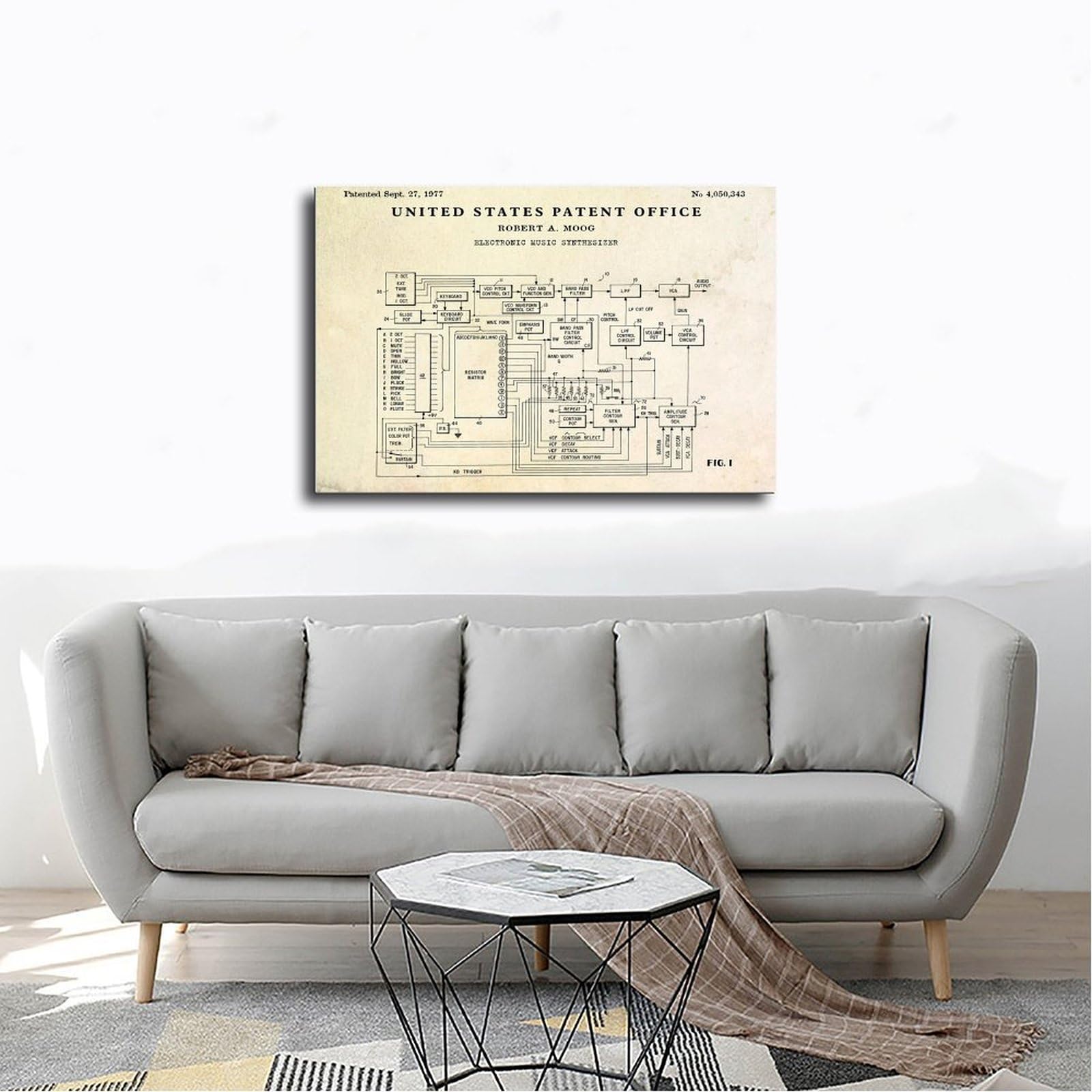 WLQZFRWV Poster su tela con sintetizzatore di musica elettronica del 1977, decorazione per camera da letto, ufficio, stanza, regalo, 40 x 60 cm