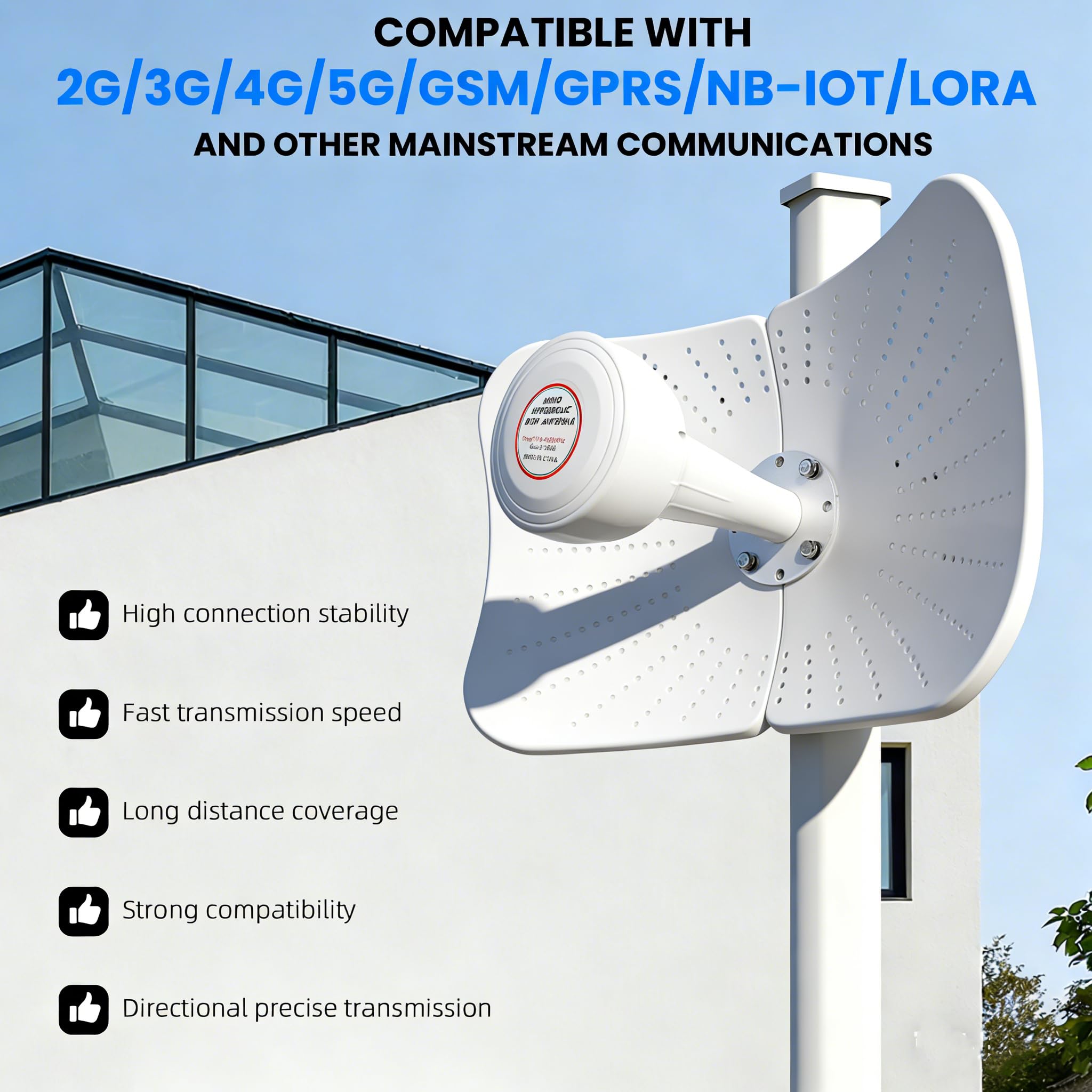 Antena 5G LTE 4G Exterior Antena Doble polarización WiFi Antenne 600-6000MHz, Ganancia hasta 12 dBi Compatible con Router Ante-na MIMO SMA / 2 x TS9 Antenne, Cable de Baja Perdida 10 Metros
