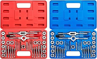 80-Piece Premium SAE and Metric Tap and Die Set - SAE Inch Size #4 to 1/2” and Metric Size M3 to M12, with Coarse, Fine and Pipe Threads | Essential Threading Kit with Complete Handles and Accessories