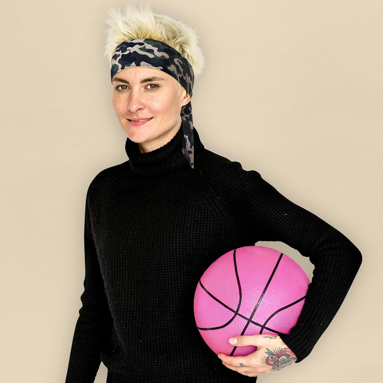 Jutom 4 Pieces Tie Headbands for Men Women Sports Bandana Hair Band Camo Headbands Elastic Sweat Wicking Karate Adjustable Non Slip Hairband for Yoga Workout Running