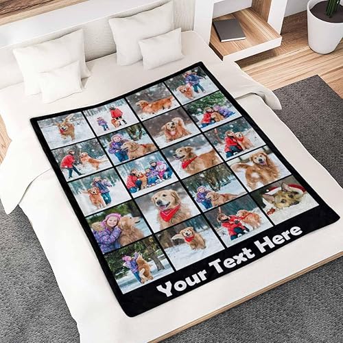 Miniatura 3 de casecoco Manta personalizada con fotos, manta personalizada con nombre, texto, 17 fotos, manta personalizada, manta suave para amantes de la