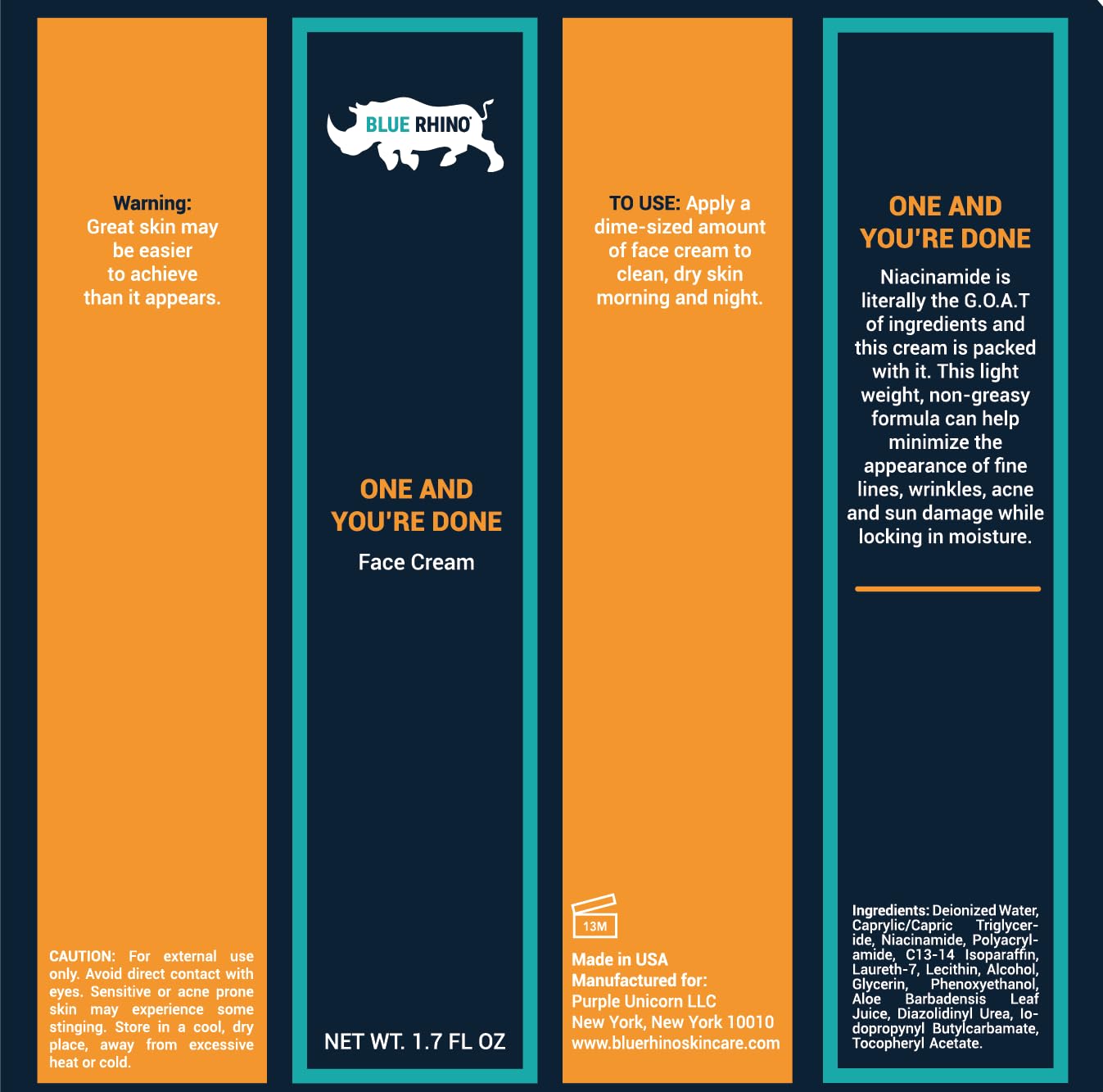 Blue Rhino One and You're Done Face Cream Skincare