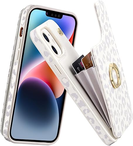 Elteker Funda para iPhone 11 con soporte para tarjetas, funda tipo cartera para iPhone 11 para mujer con soporte de anillo, bloqueo RFID, ranuras