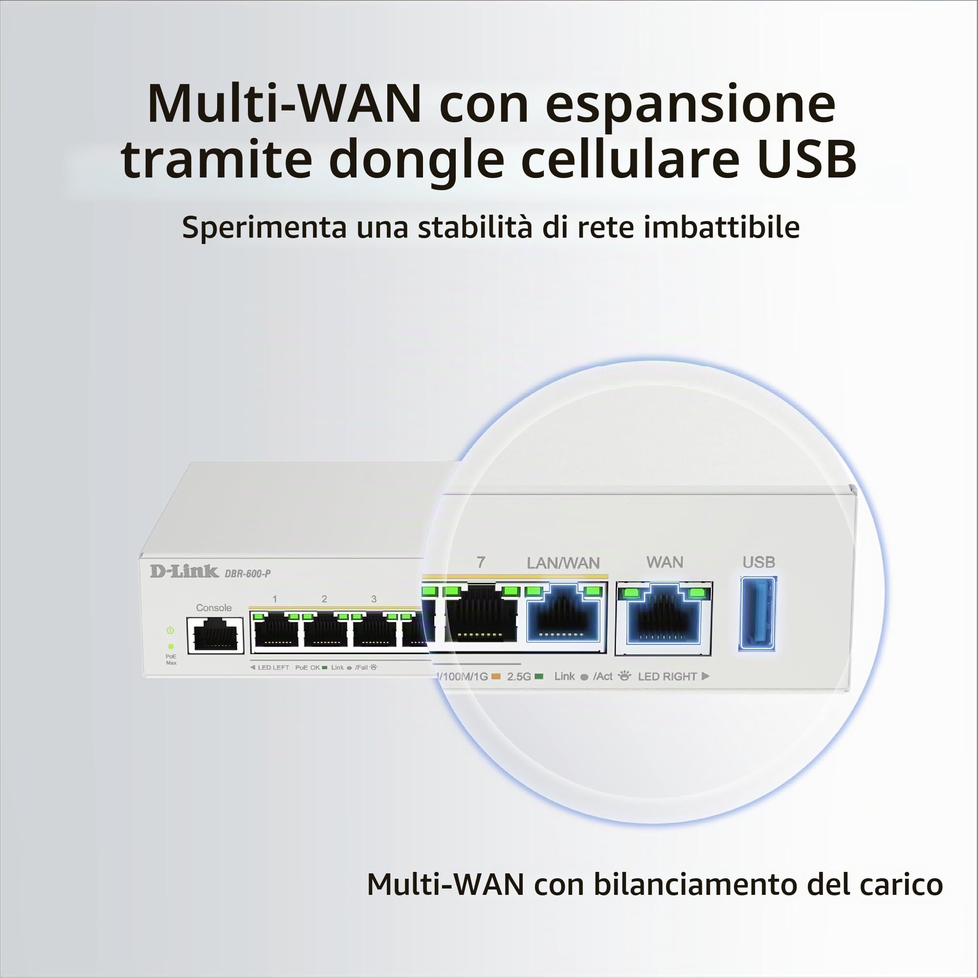 D-Link DBR-600-P Router PoE Business – Router VPN Dual WAN 2,5G con 8× Porte PoE+ (123W), Bilanciamento Multi-WAN, Sicurezza Firewall, Gestione AP – Ideale per Uffici e Caffetterie