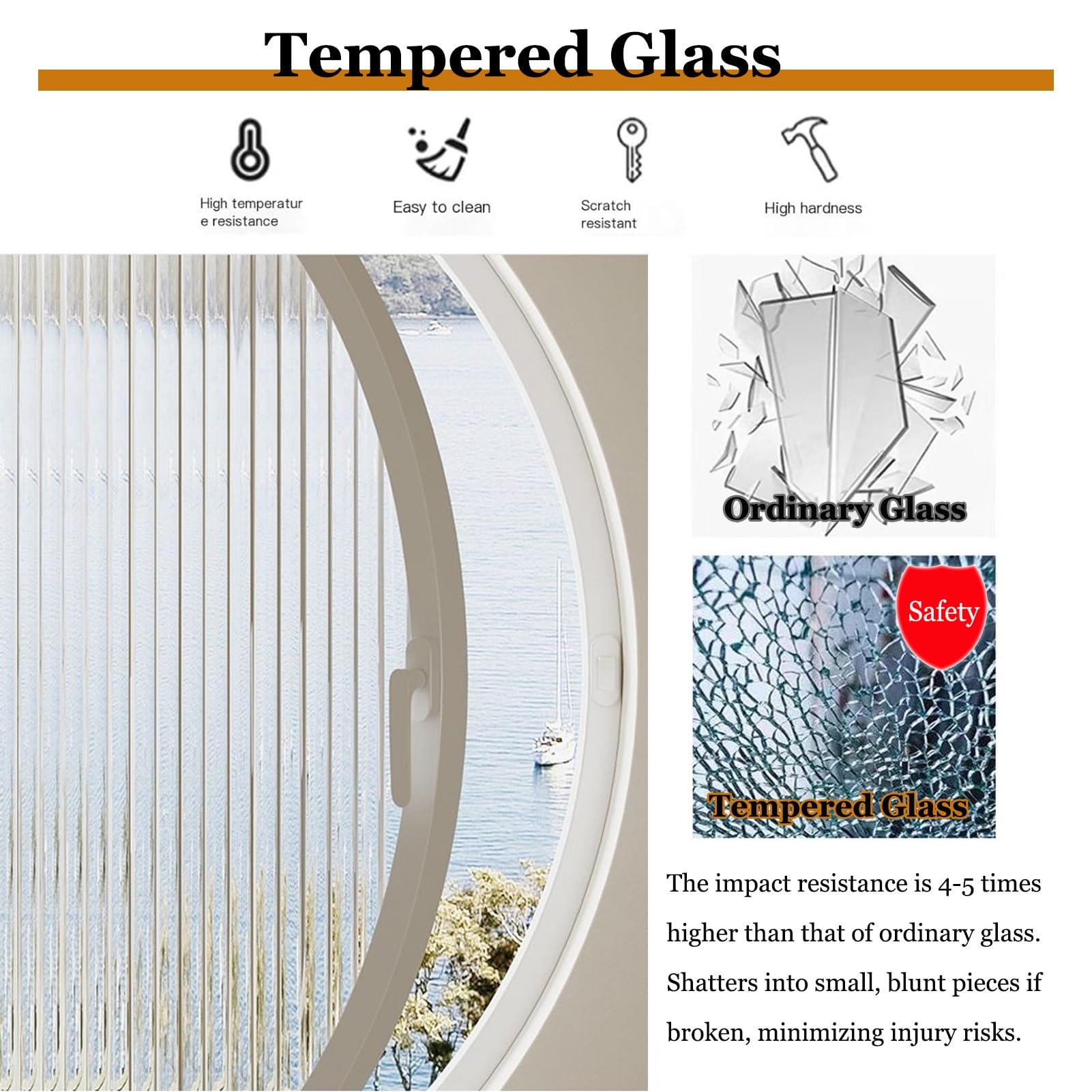 Ventana Ventana Abatible Redonda, Ventanas De Vidrio Transparente De Doble Apertura con Mango para Baño, Sala De Estar, Cocina, Decoración del Hogar(Black,107 cm/42.1 in)