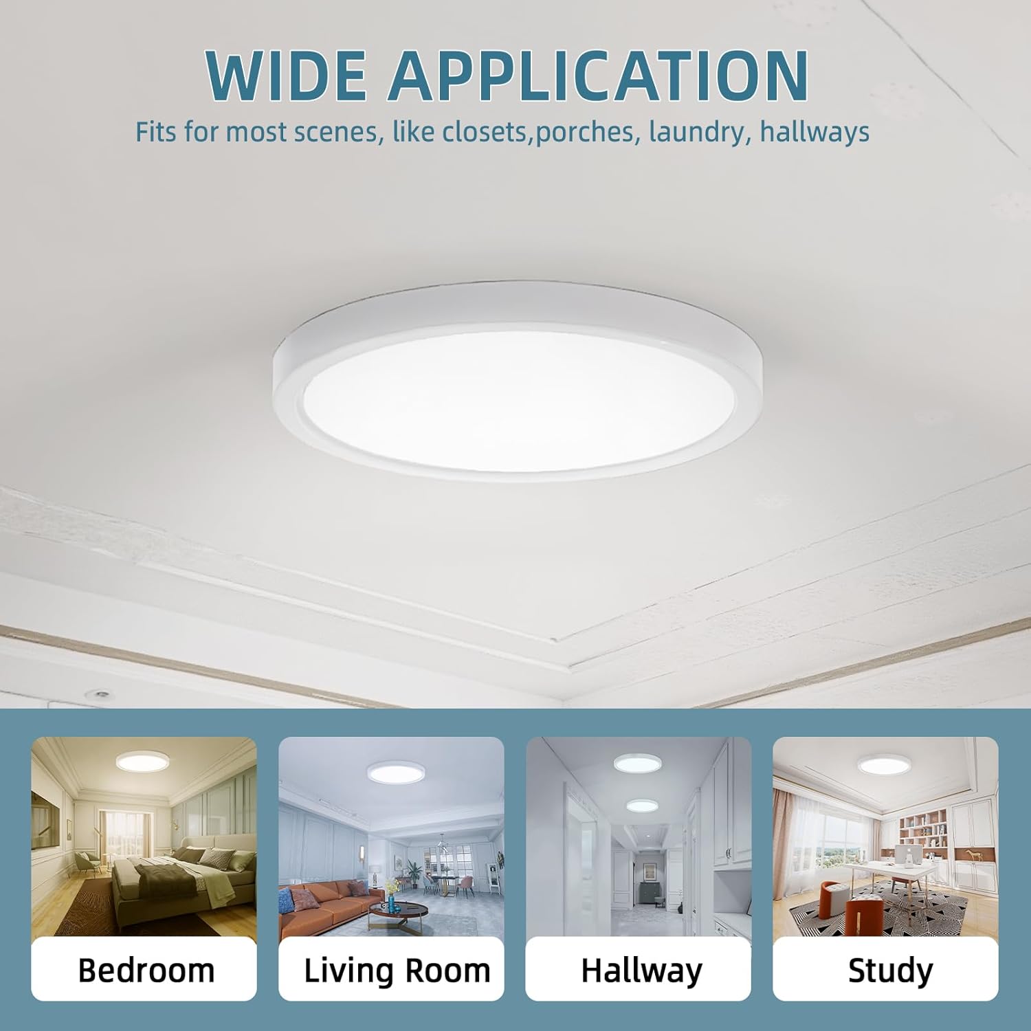 TOPELER 9 Inch LED Flush Mount Ceiling Light, 24W 2000Lm, 5 Color Temperature in One (27K/30K/40K/50K/60K), Dimmable Surface Mount Flat Ceiling Lamps for Bedroom, Kitchen, Dining Room, 2 Pack