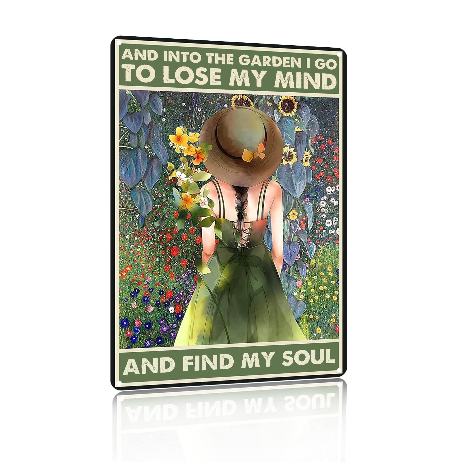 Garden Soul Metal Sign - 'Lose My Mind & Find My Soul' Aluminum Wall Art - 8x12in Inspirational Decor (2535)