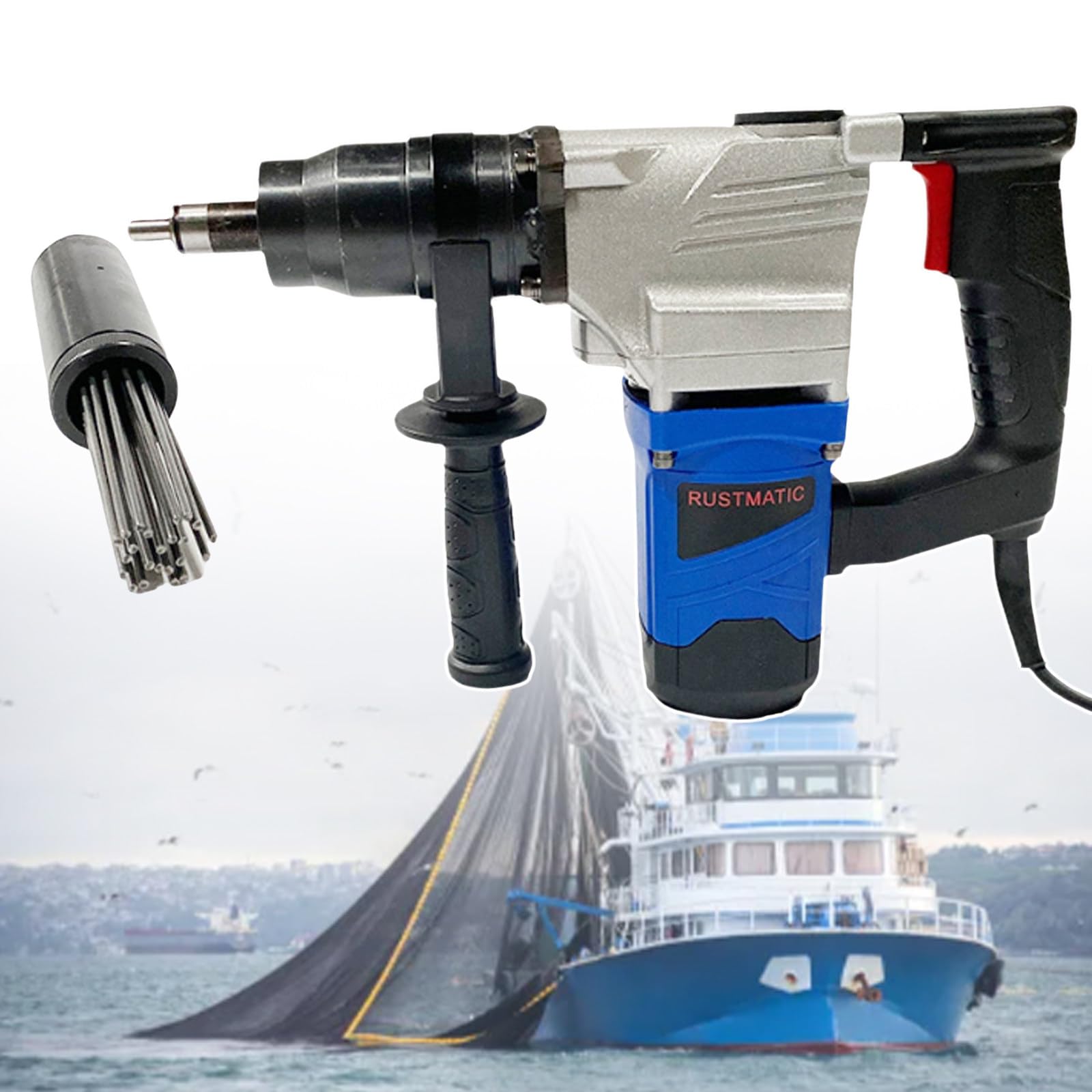 Tbanvoo 220V/ 110V Electric Needle Scaler, Compact Electric Needle Derusting, 1100W High-Power Needle Scaler, For Removal Of Rust, Weld Slag And Paint,110V
