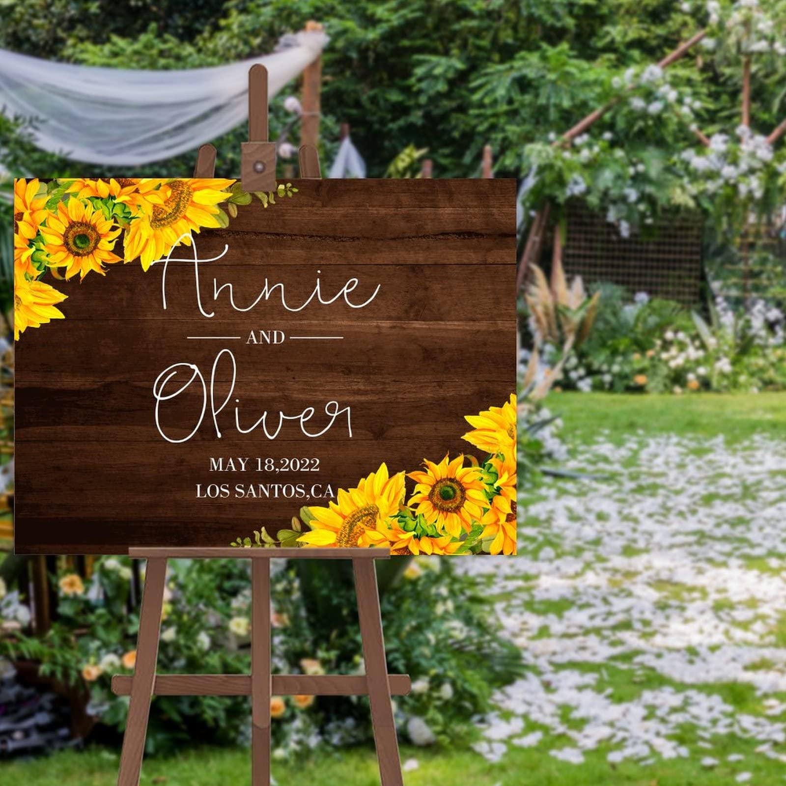 Panneau de bienvenue mariage personnalisé rustique en bois élégant