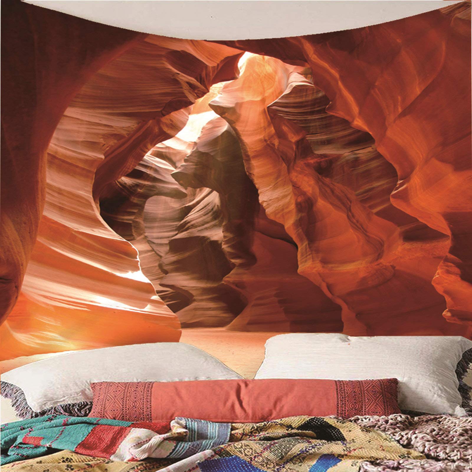 CEVAN Arazzo Da Parete Geometrico Telo Arredo Cotone Grotta Rocciosa Arazzo Da Parete Etnico Grande Arredare Camera Da Letto Arancia Decorazione Murale Appesa In Tessuto 200x150cm